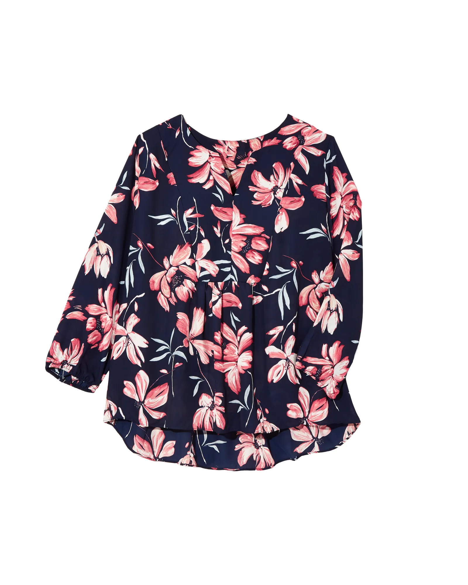 Noeli V Neck Blouse | Navy / Pink