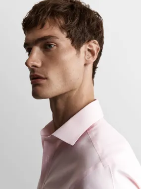Non-Iron Pink Twill Regular Fit Double Cuff Classic Collar Shirt