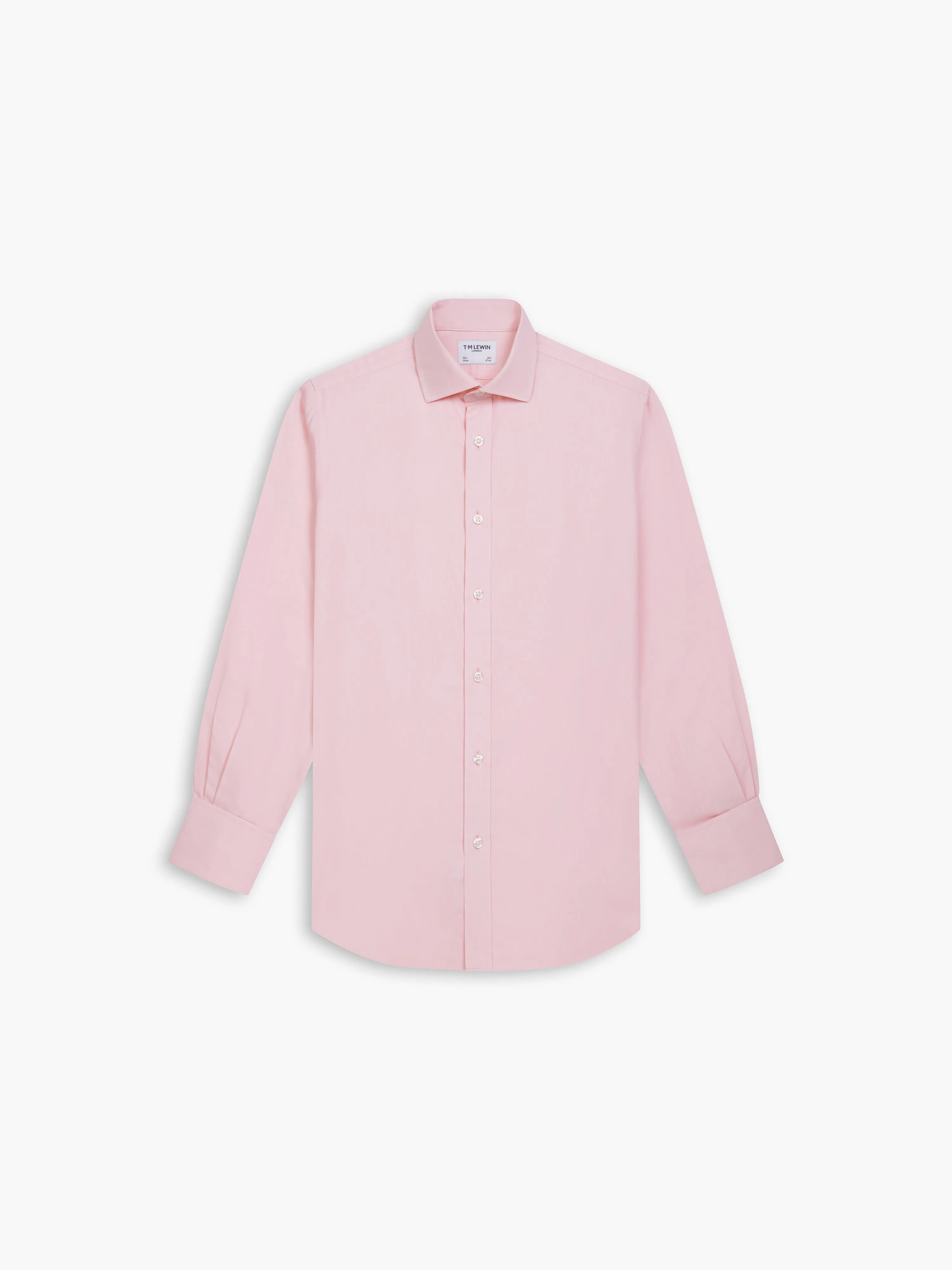 Non-Iron Pink Twill Regular Fit Double Cuff Classic Collar Shirt