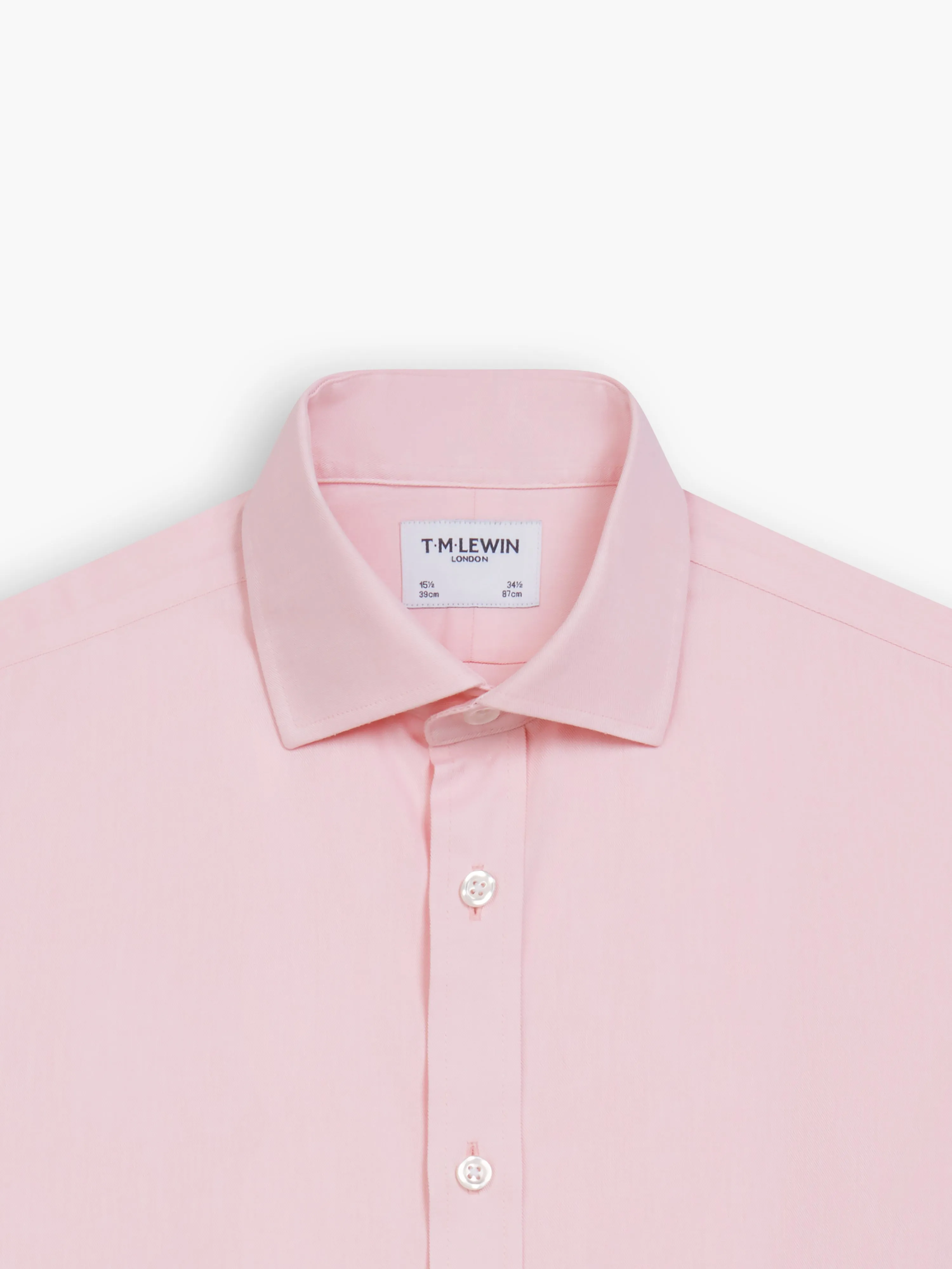 Non-Iron Pink Twill Regular Fit Double Cuff Classic Collar Shirt