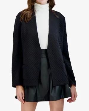 Ookie & Lala Ottoman Knit Open Front Collarless Blazer