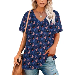 Patriotic Mickey Women's V-Neck T-Shirt