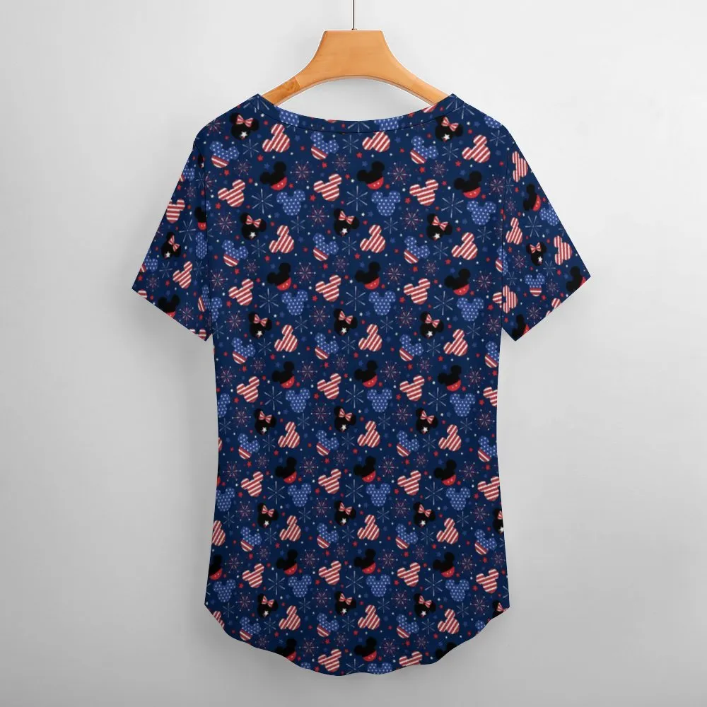Patriotic Mickey Women's V-Neck T-Shirt