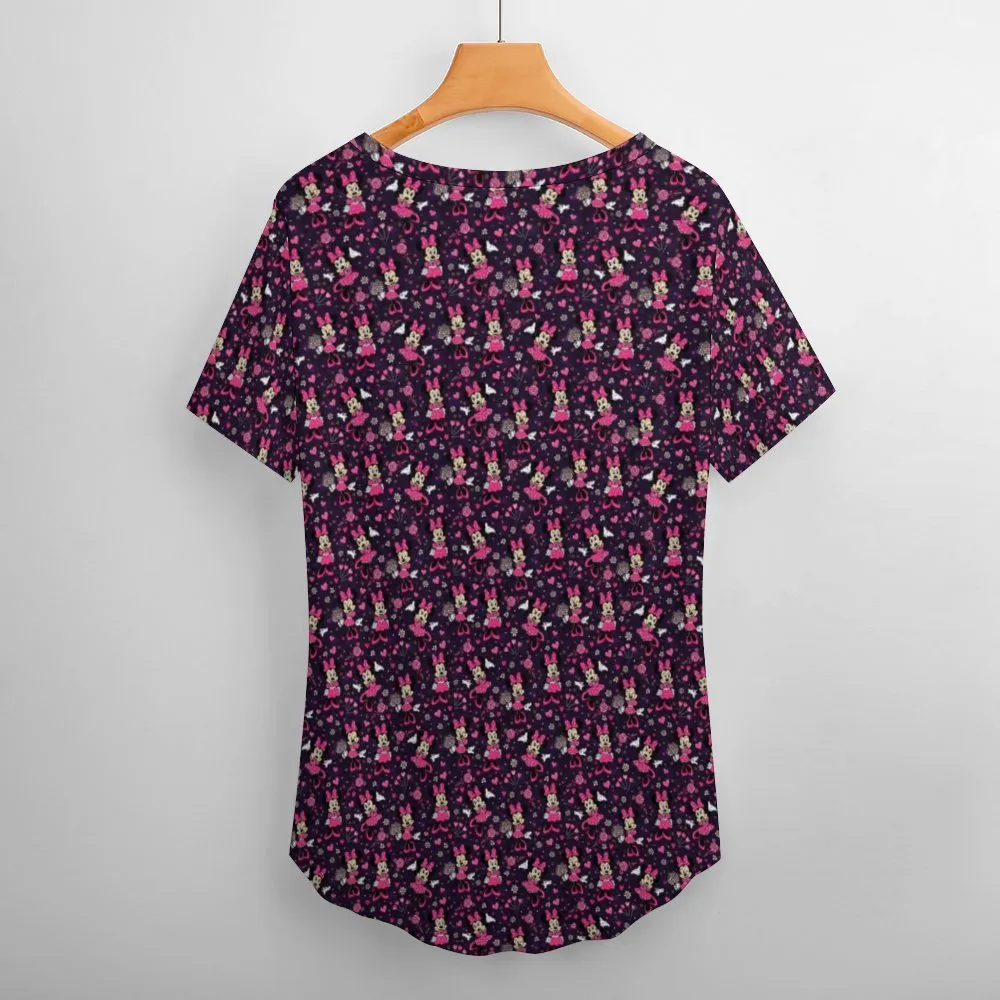 Pink Minnie Women's V-Neck T-Shirt