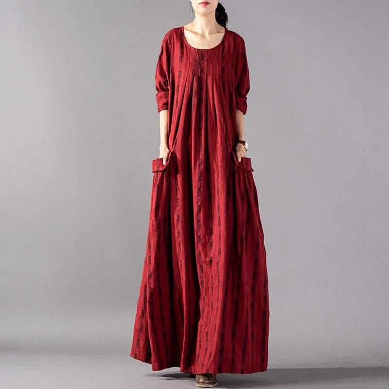 Plaid Check Cotton Linen Dress | Nirvana