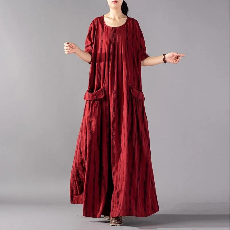 Plaid Check Cotton Linen Dress | Nirvana