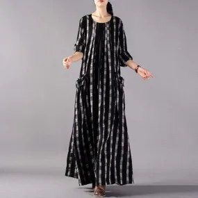 Plaid Check Cotton Linen Dress | Nirvana