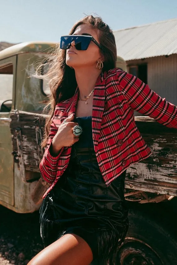 Plaid Cropped Blazer