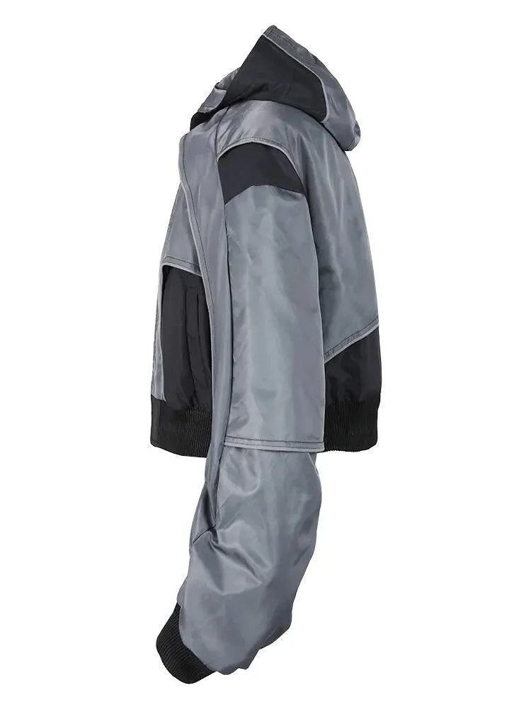 Pre Order:  Hooded Zip-Up Reflective Short Jacket
