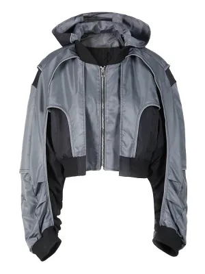 Pre Order:  Hooded Zip-Up Reflective Short Jacket