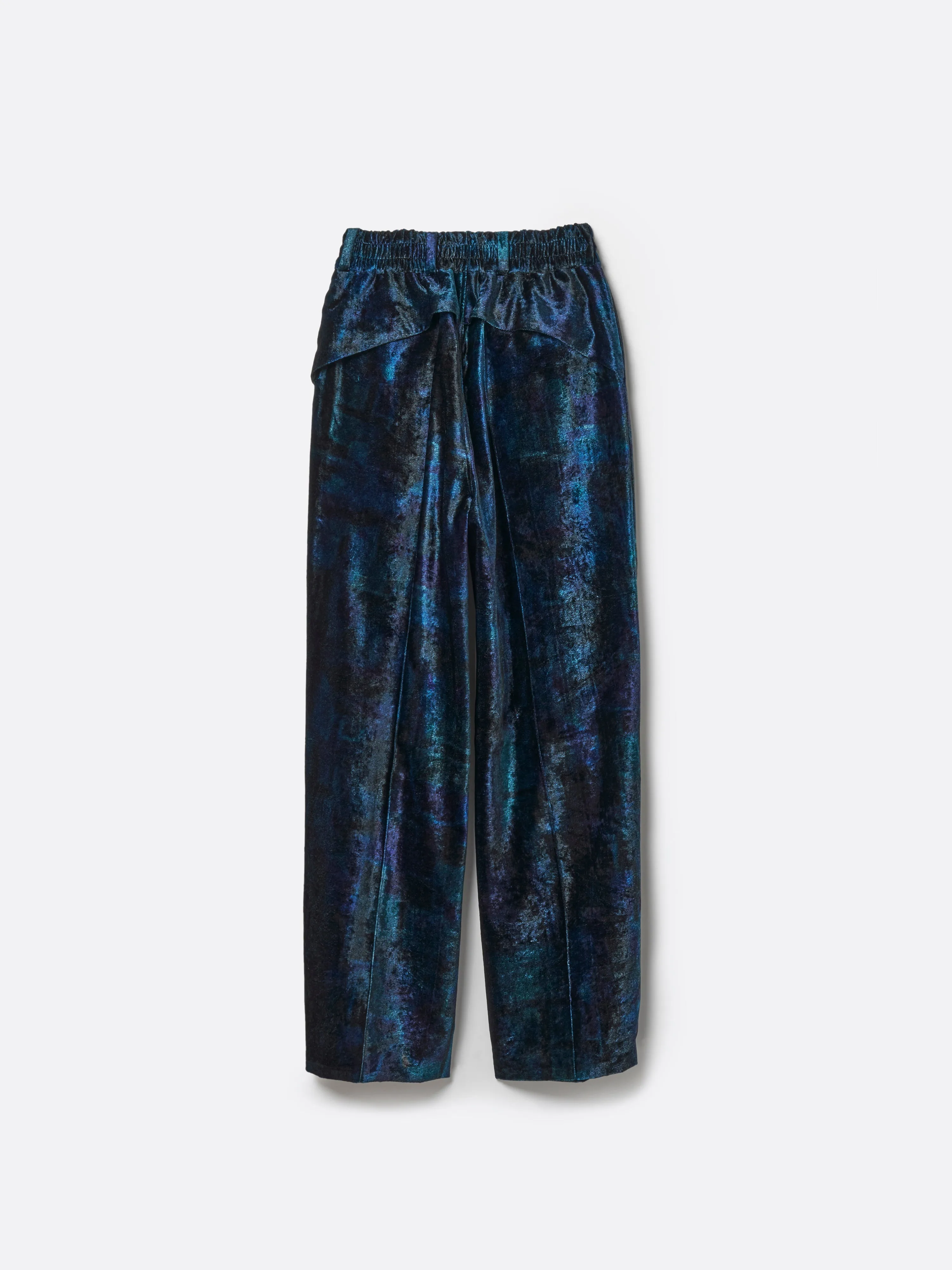 PRINT VELVET PINTUCK BAGGY EASY TROUSERS .12【LEBEN BLUE】