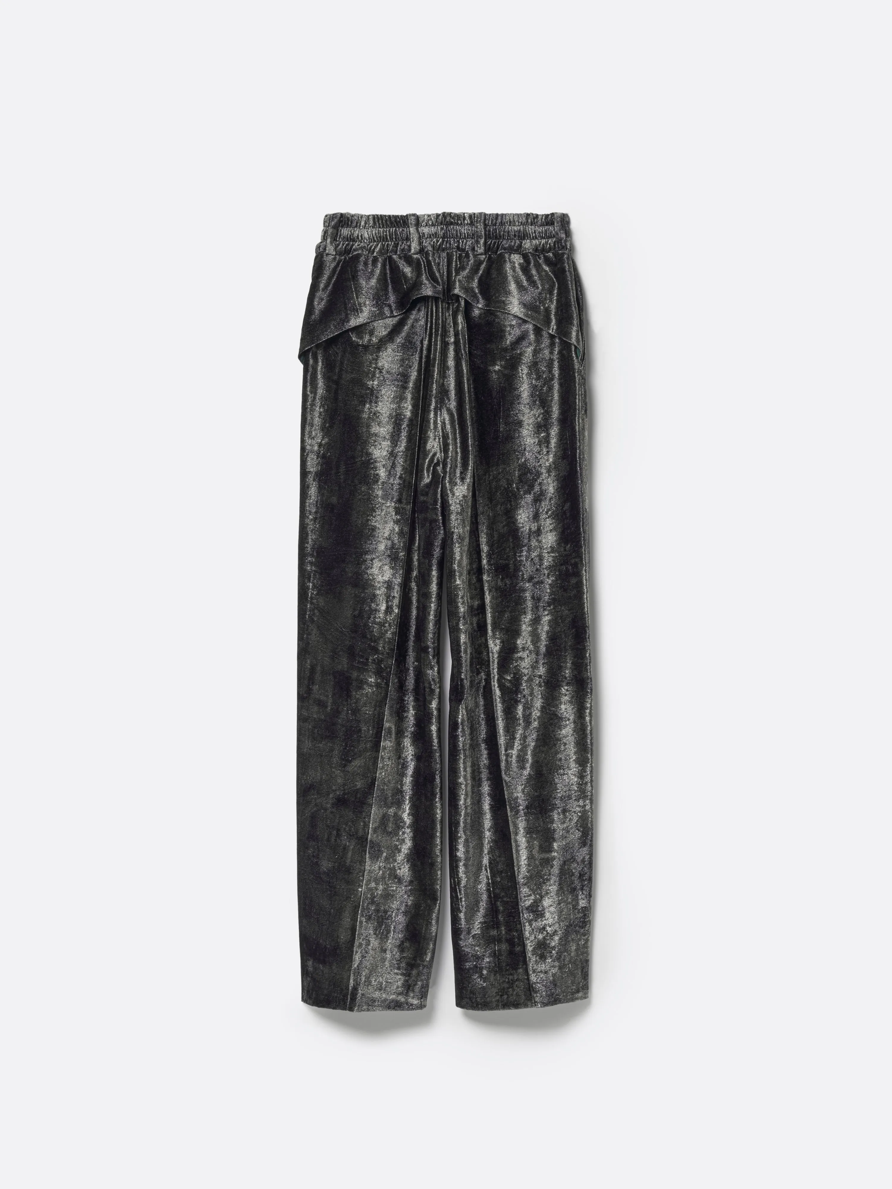 PRINT VELVET PINTUCK BAGGY EASY TROUSERS .12【TOD BLACK】