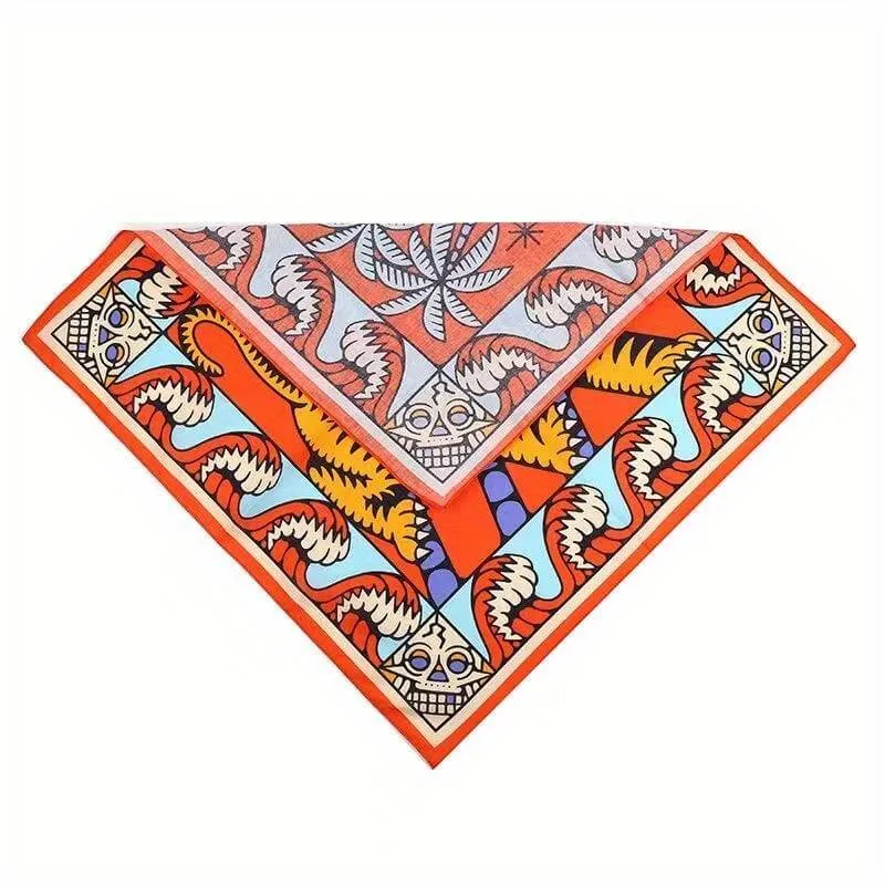 Psychedelic Abstract Art Tiger Skulls Bandana Scarf