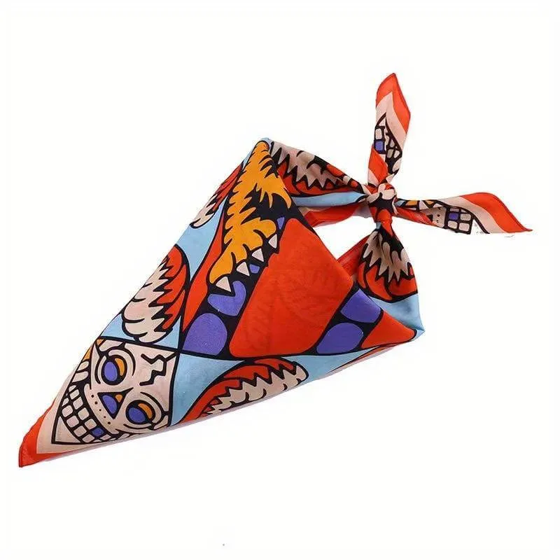 Psychedelic Abstract Art Tiger Skulls Bandana Scarf
