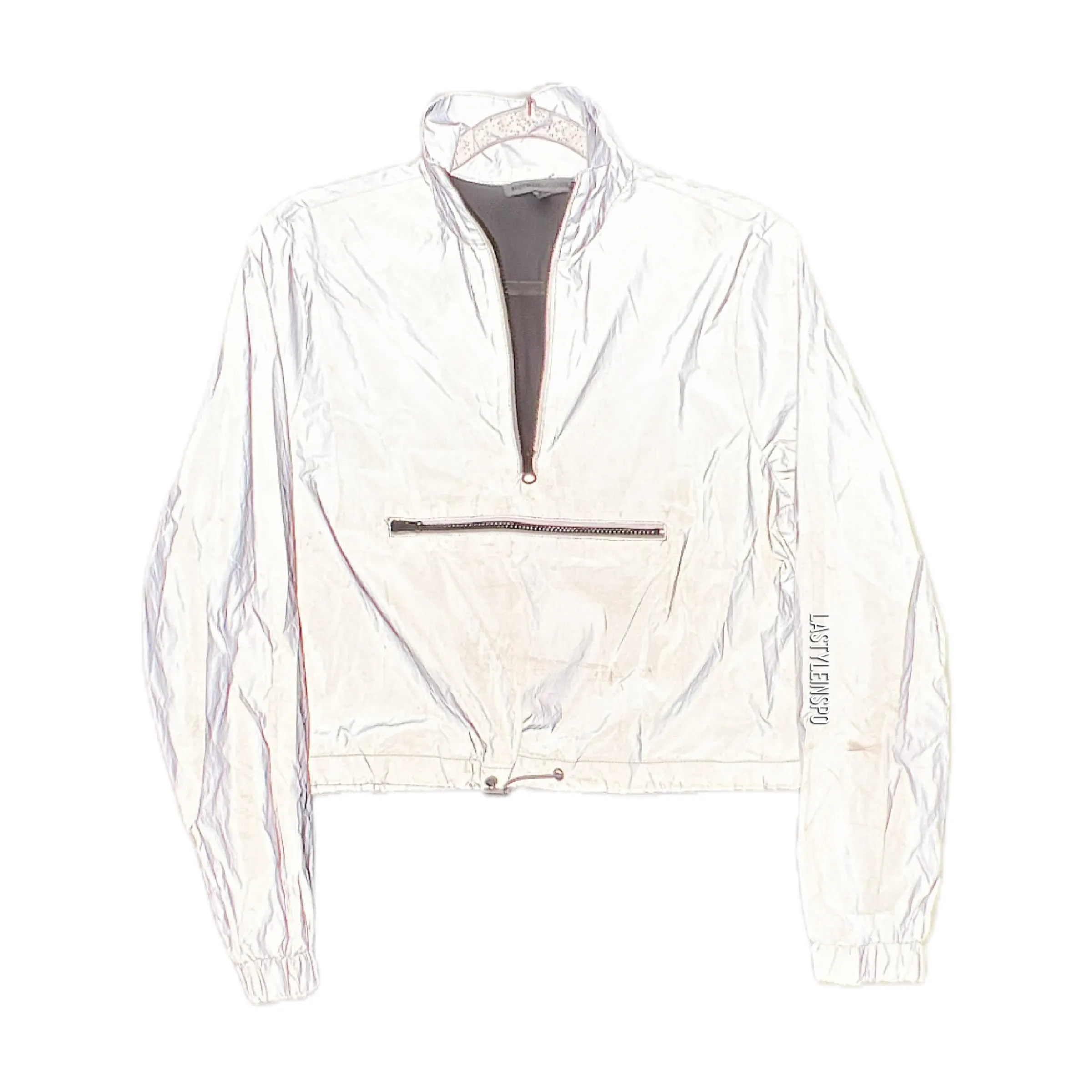 Quarter Windbreaker Cropped Gray 100% Reflective Size Small
