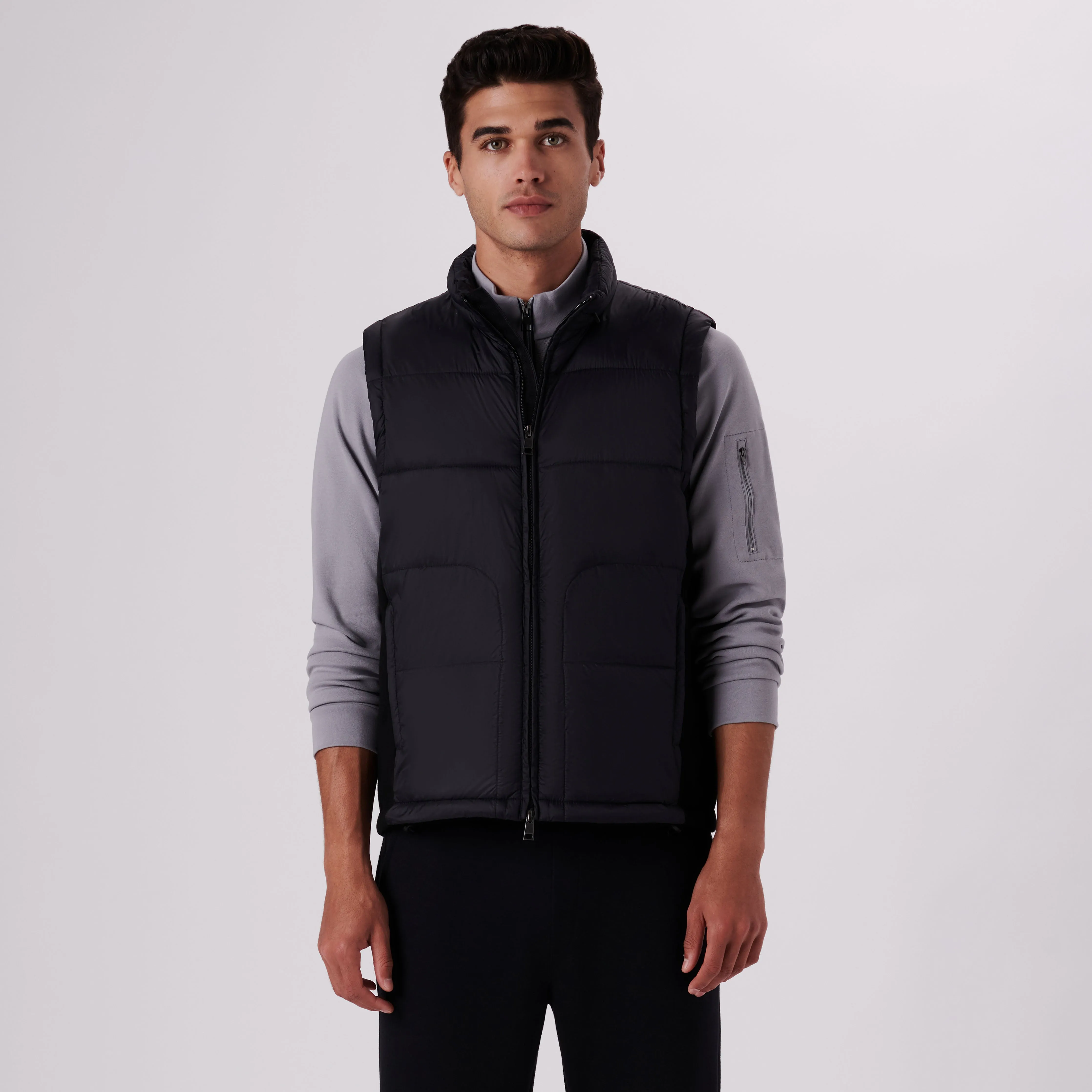 Quilted Vest With Knit Back