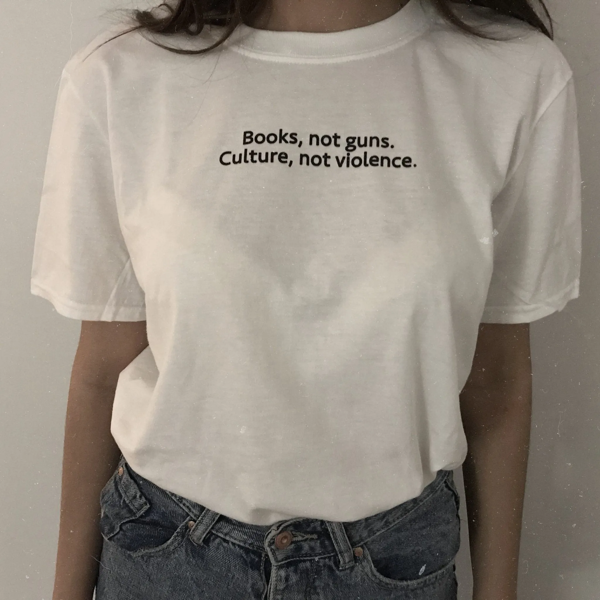 "Books Not Guns Culture Not Violence" T-Shirt