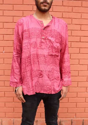 Raddish Brown Cotton Om Prayer Shirt, Yoga shirt