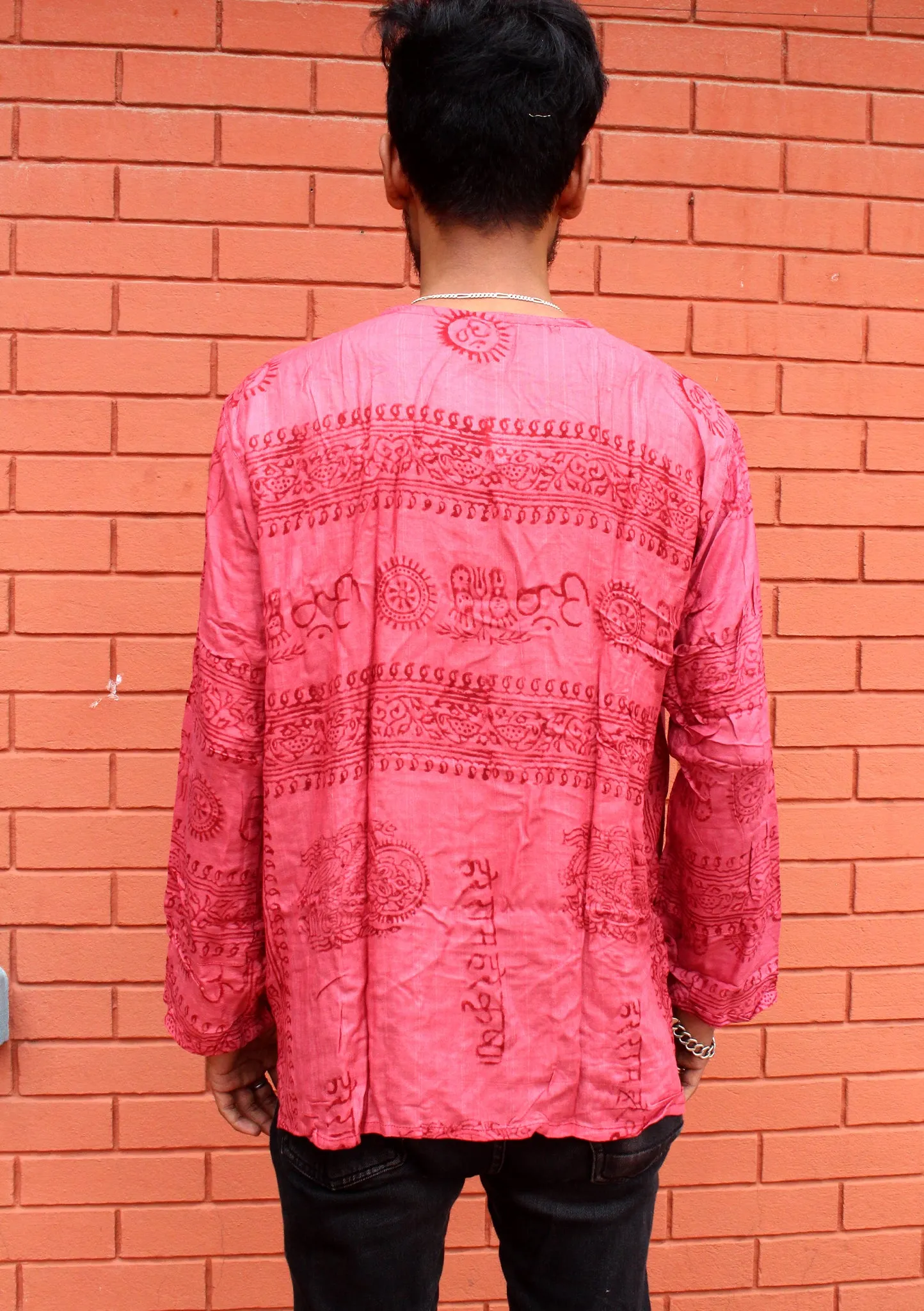 Raddish Brown Cotton Om Prayer Shirt, Yoga shirt