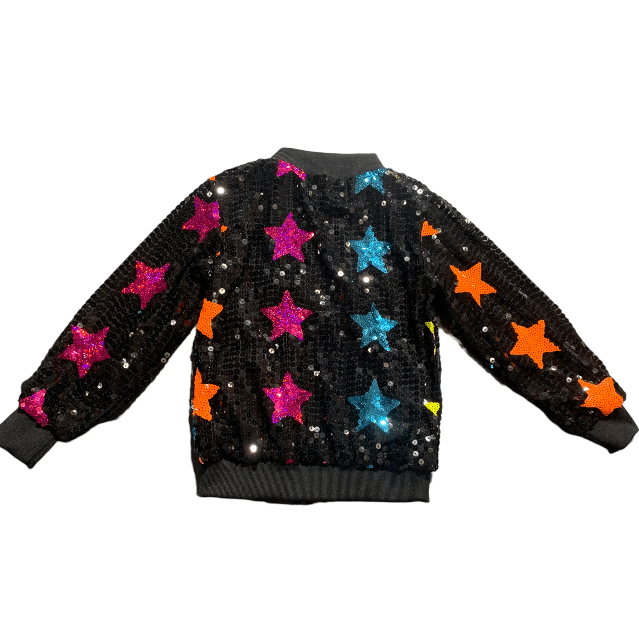 Rainbow Star Sequin Bomber