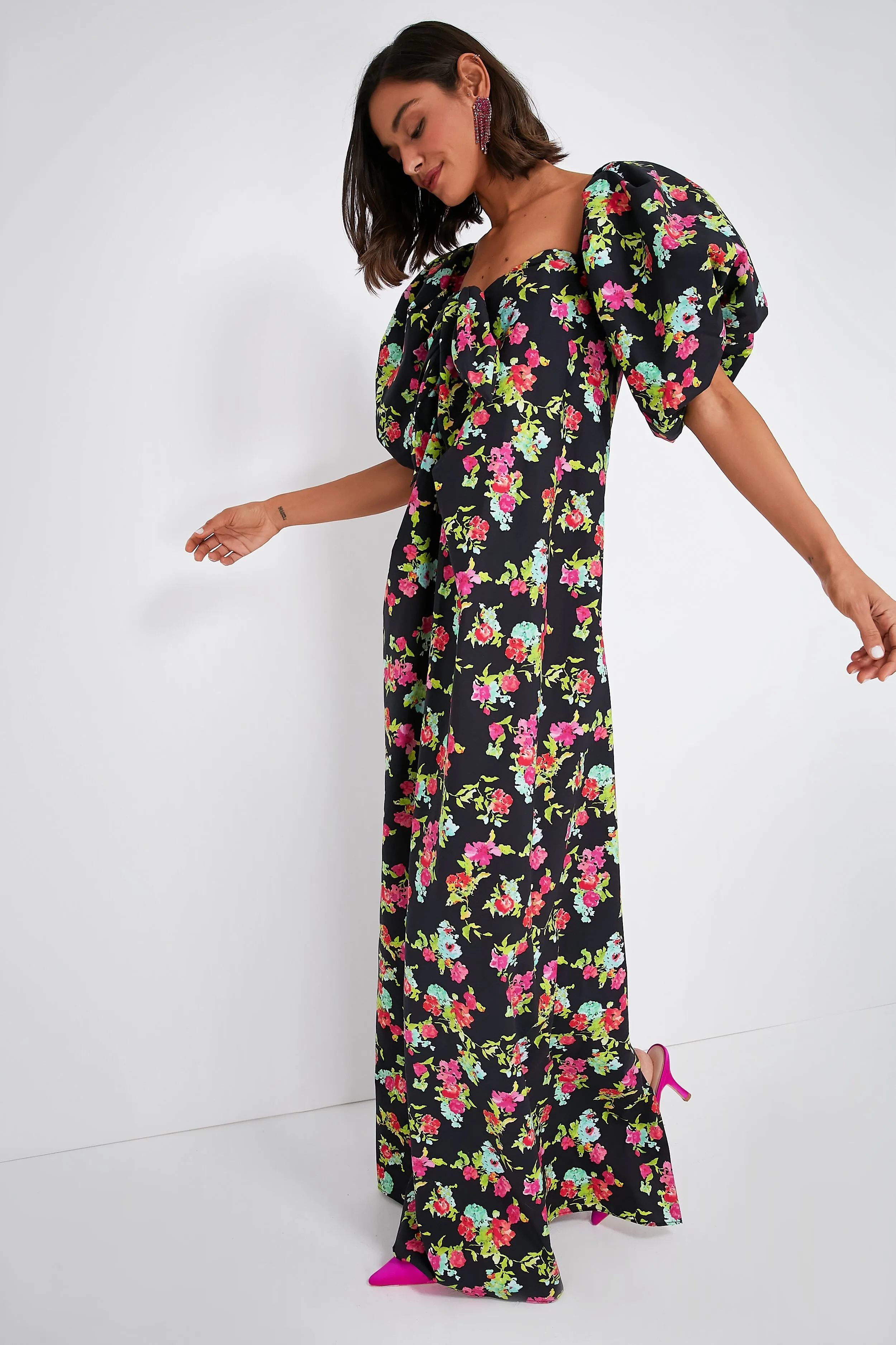 Red Pink Noir Floral Reyna Dress