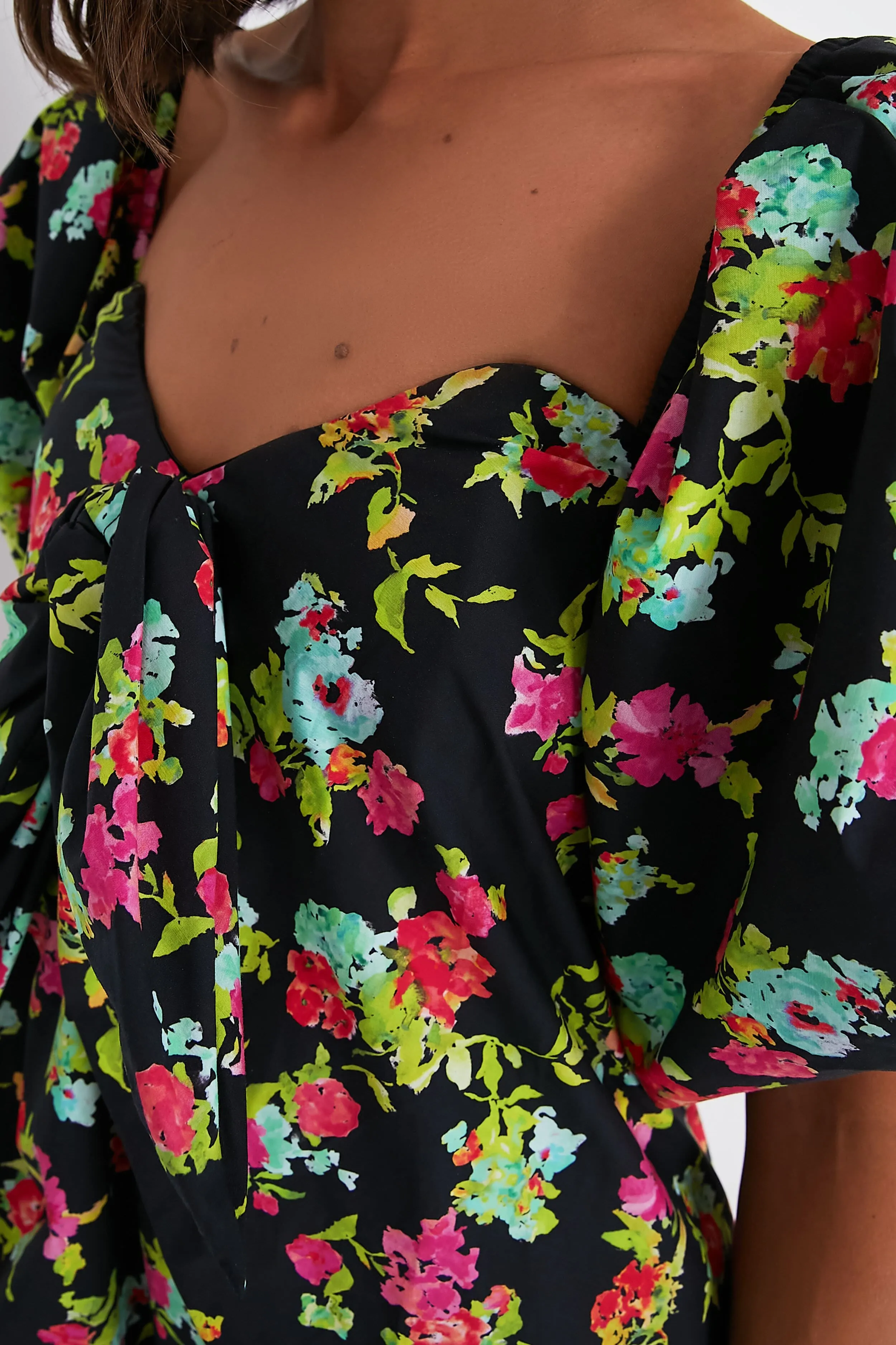 Red Pink Noir Floral Reyna Dress