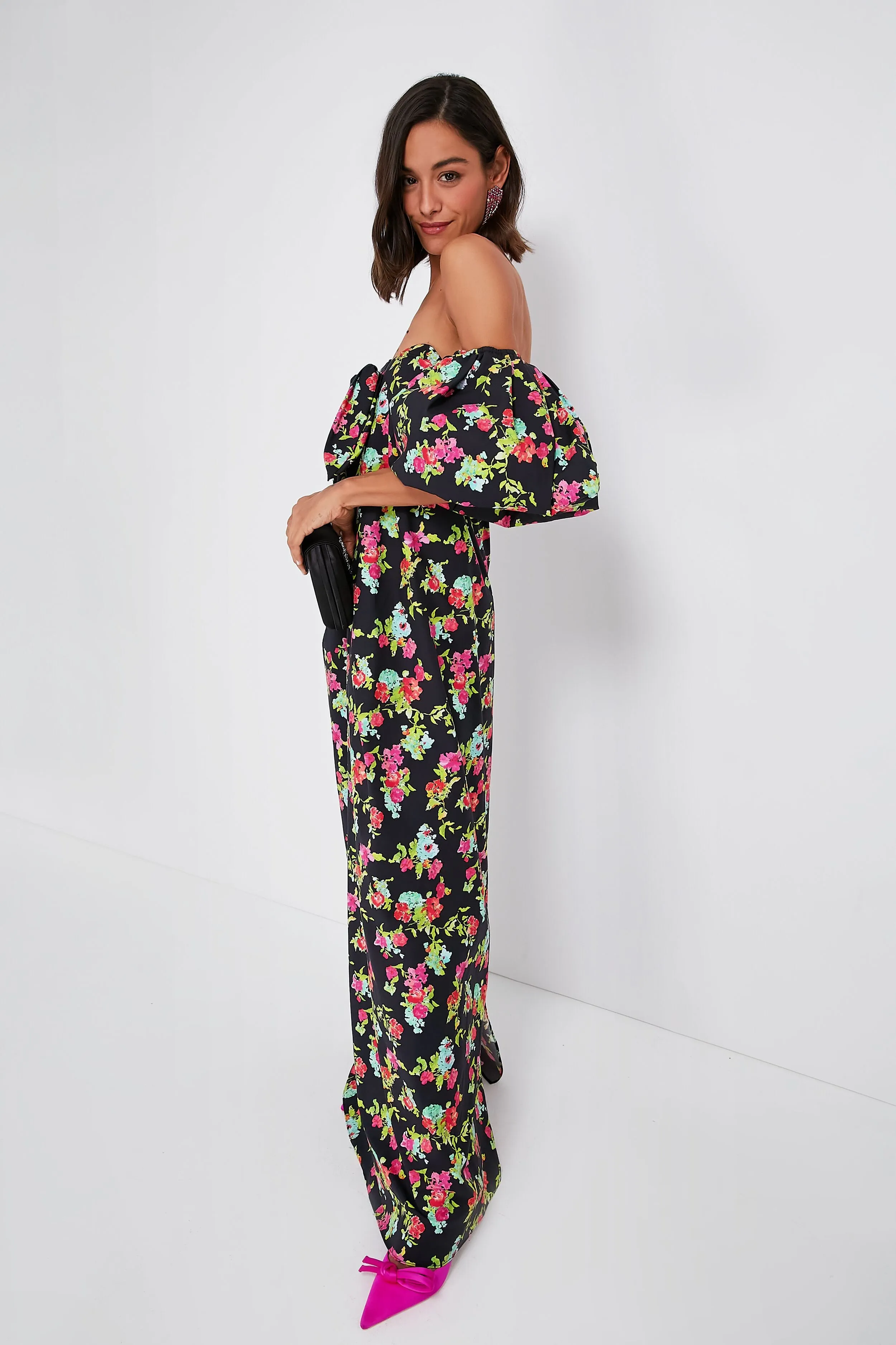 Red Pink Noir Floral Reyna Dress