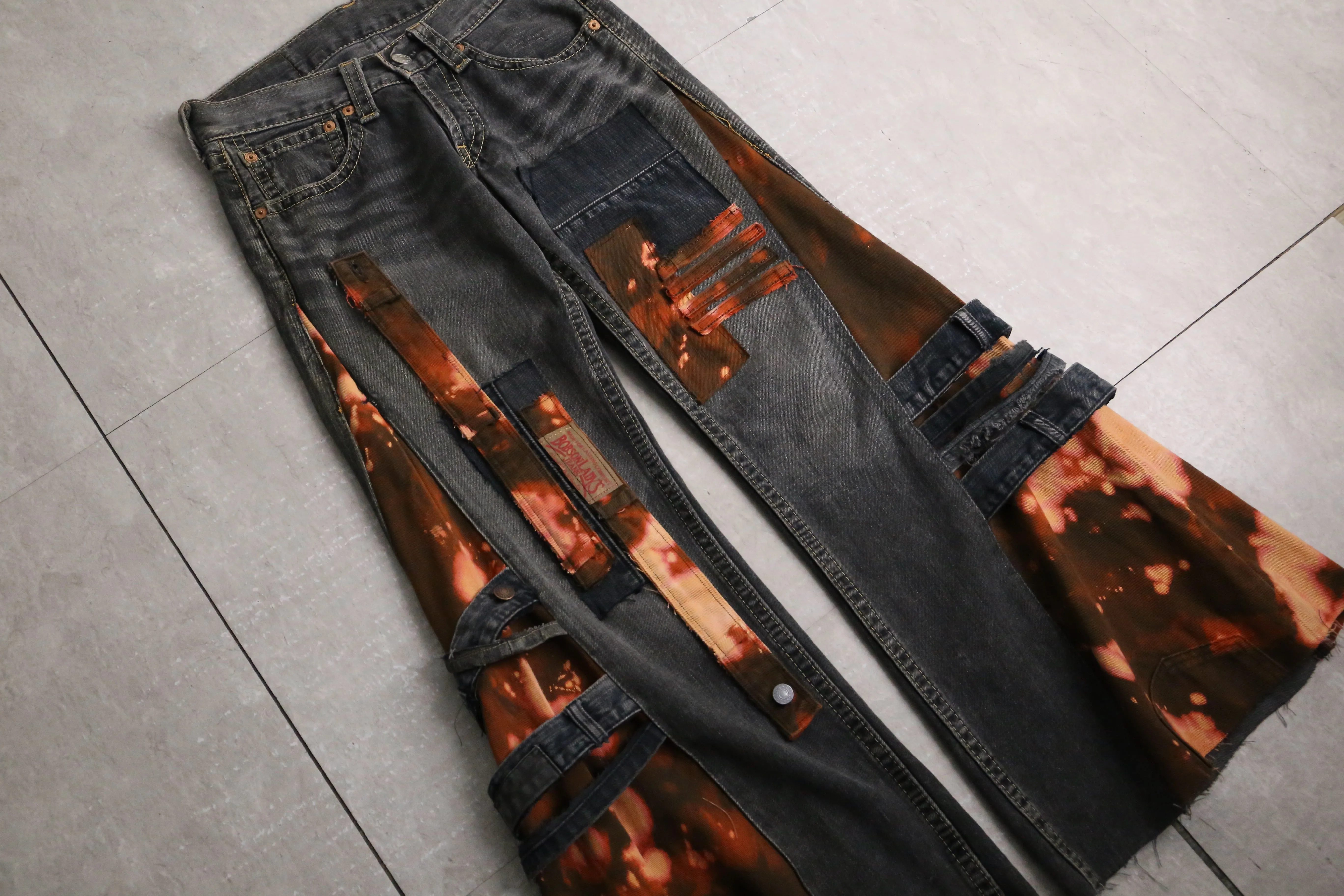 remake "再構築"  black color flare denim pants