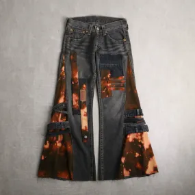 remake "再構築"  black color flare denim pants