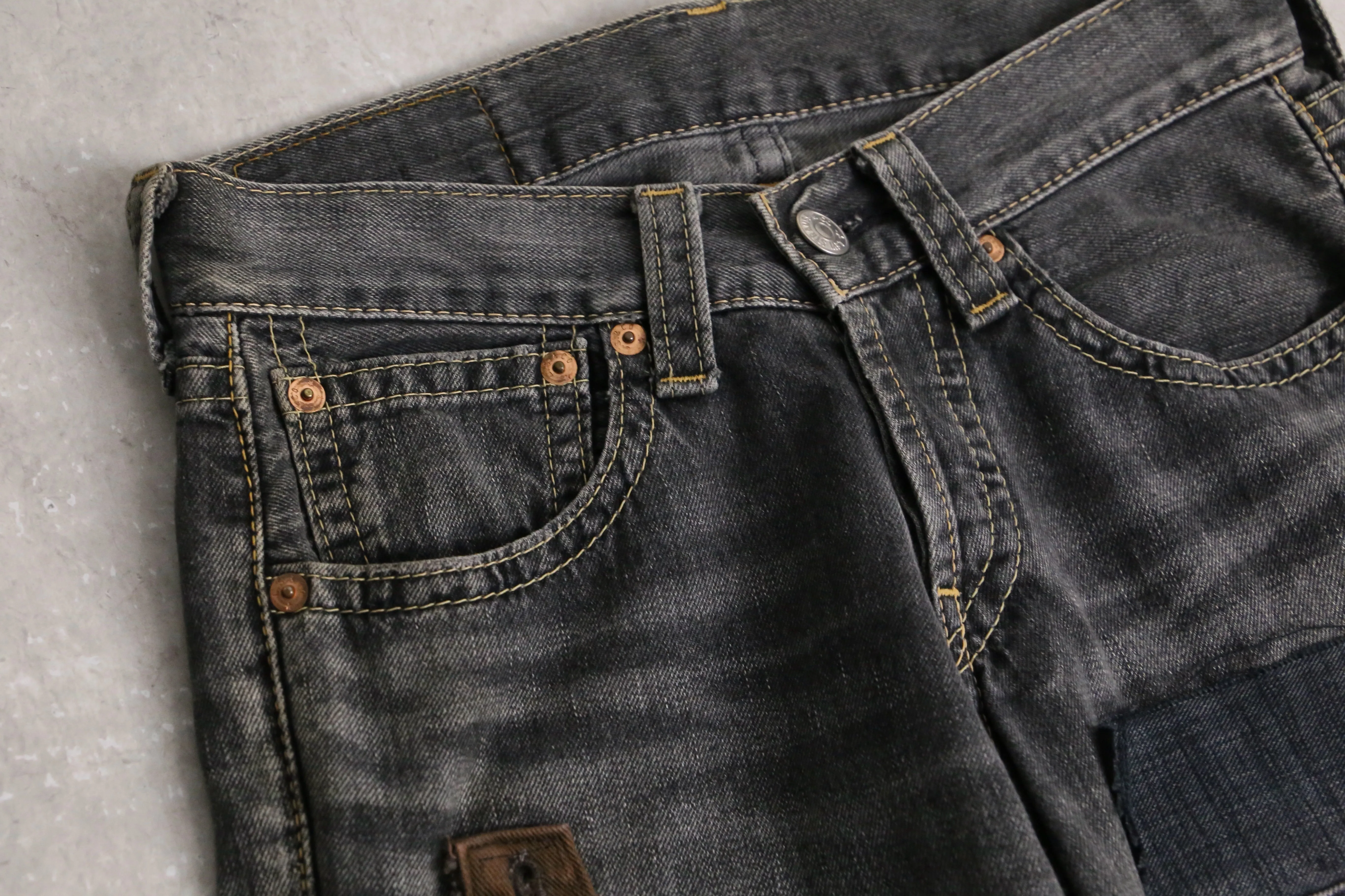 remake "再構築"  black color flare denim pants