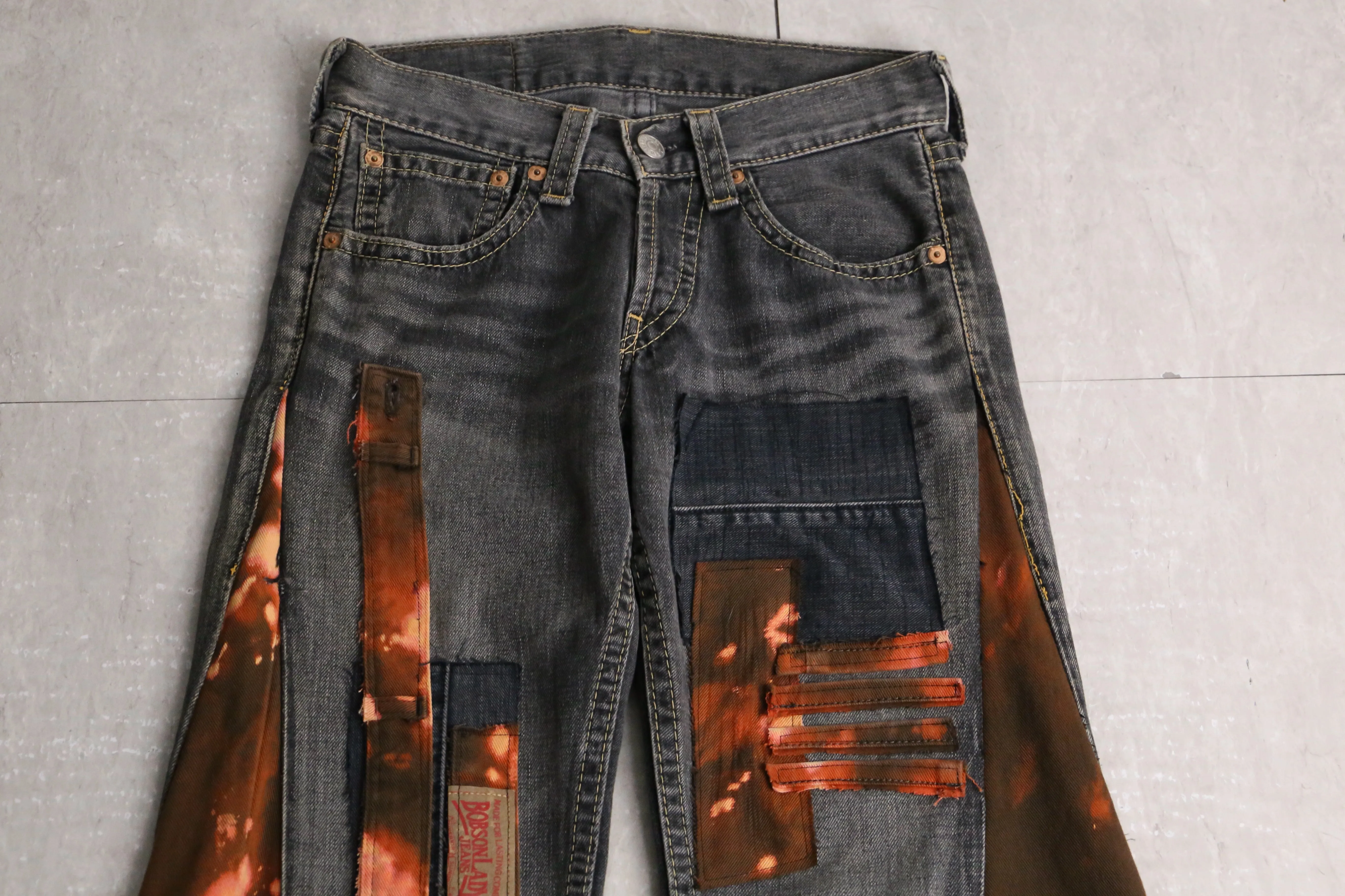 remake "再構築"  black color flare denim pants