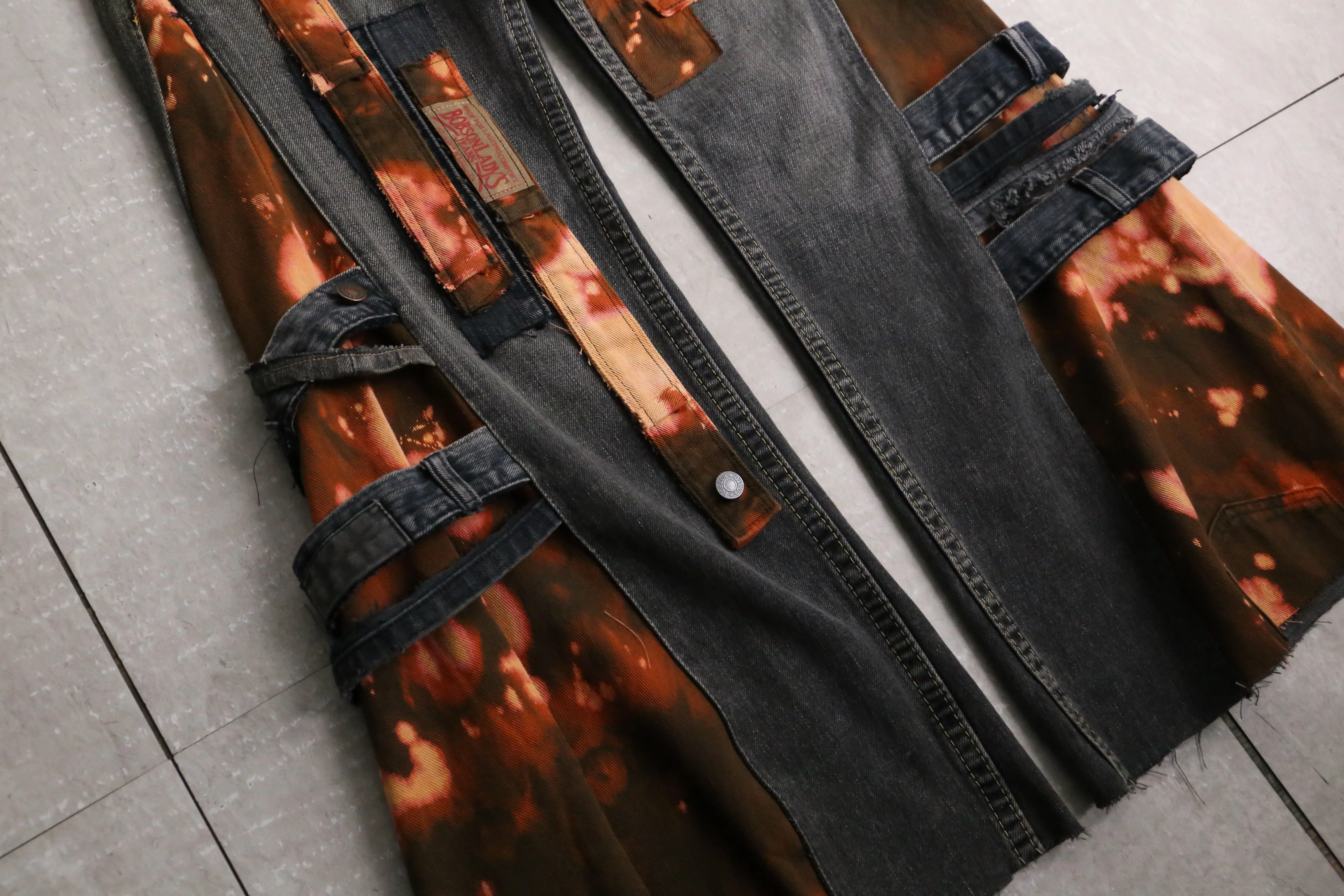 remake "再構築"  black color flare denim pants