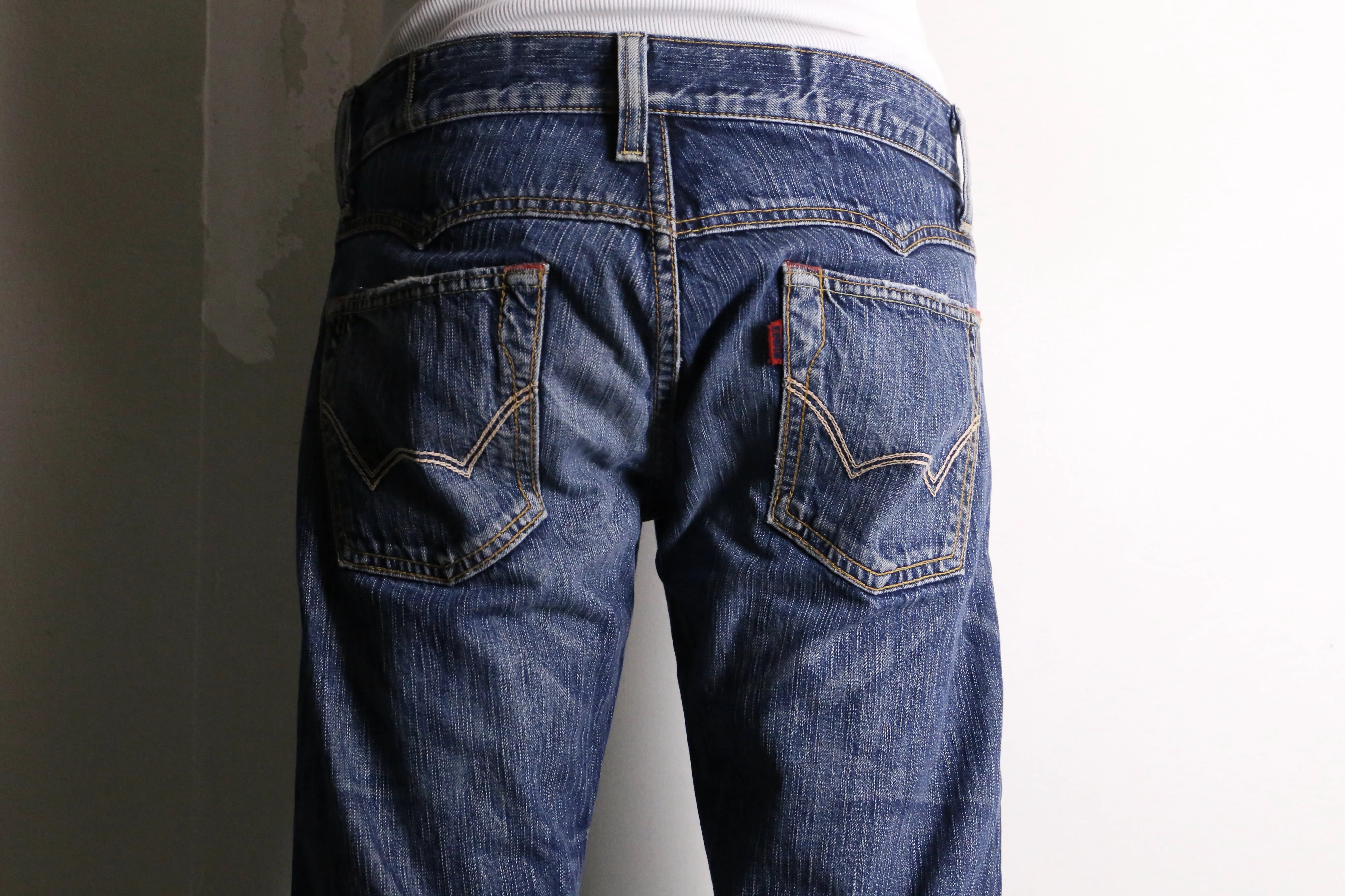 remake "再構築"  blue × green flare denim pants