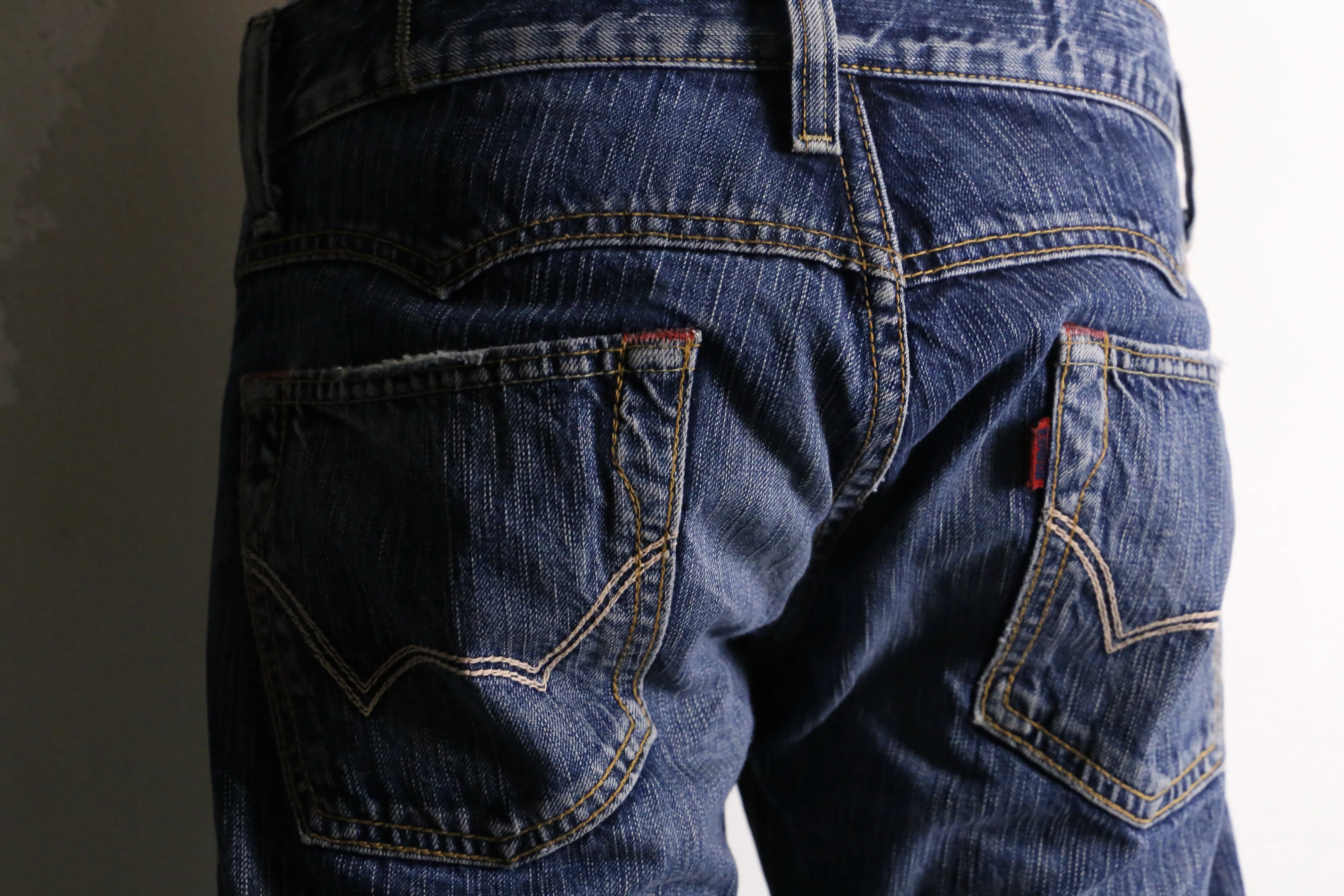 remake "再構築"  blue × green flare denim pants