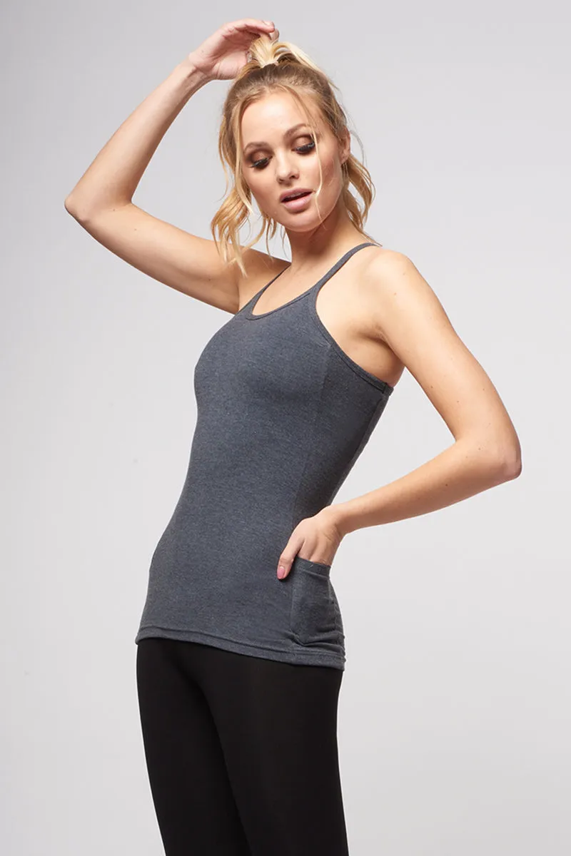 Reversible Cami with Pocket Marl Grey