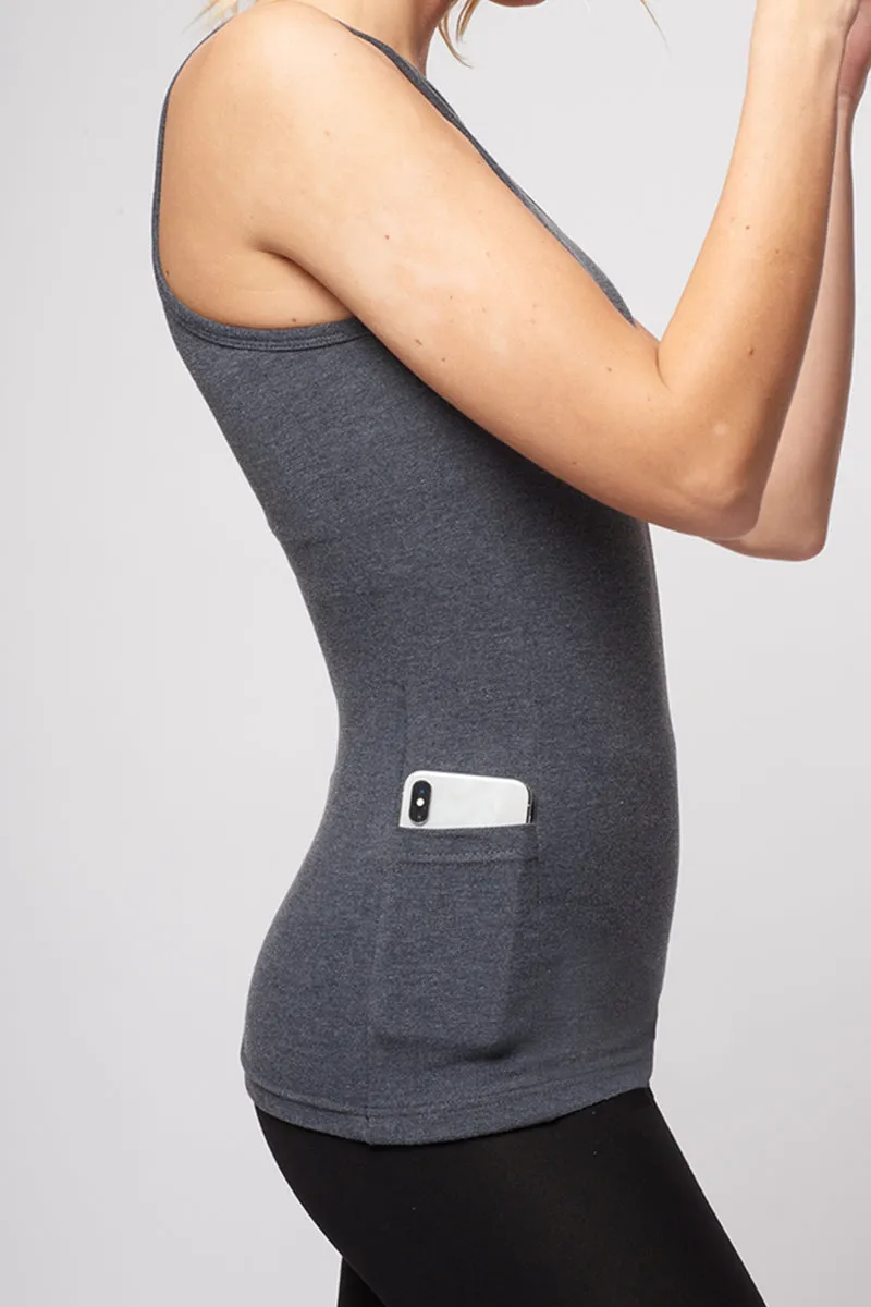 Reversible Cami with Pocket Marl Grey