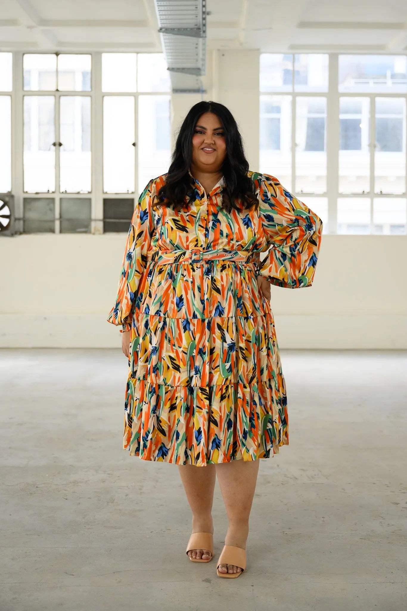 Rosie Shirt Dress - Paint strokes