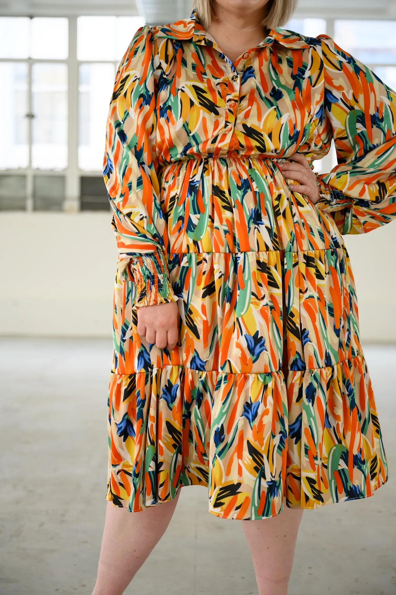 Rosie Shirt Dress - Paint strokes
