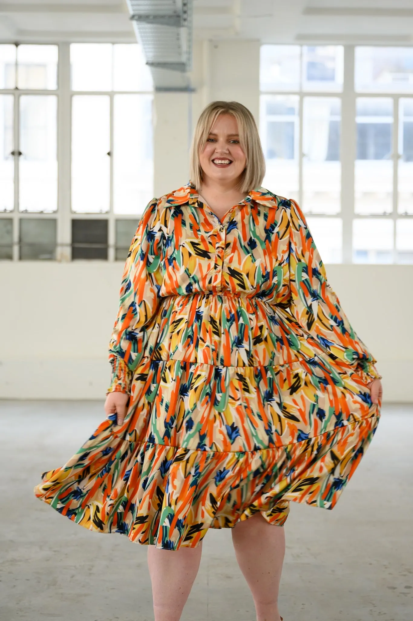 Rosie Shirt Dress - Paint strokes