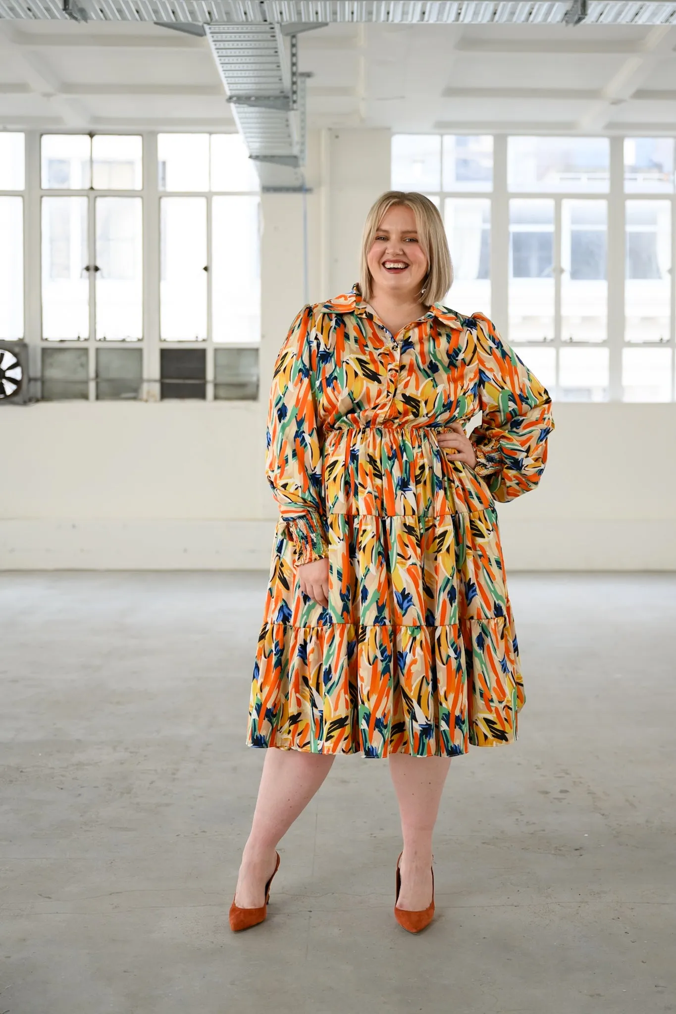 Rosie Shirt Dress - Paint strokes