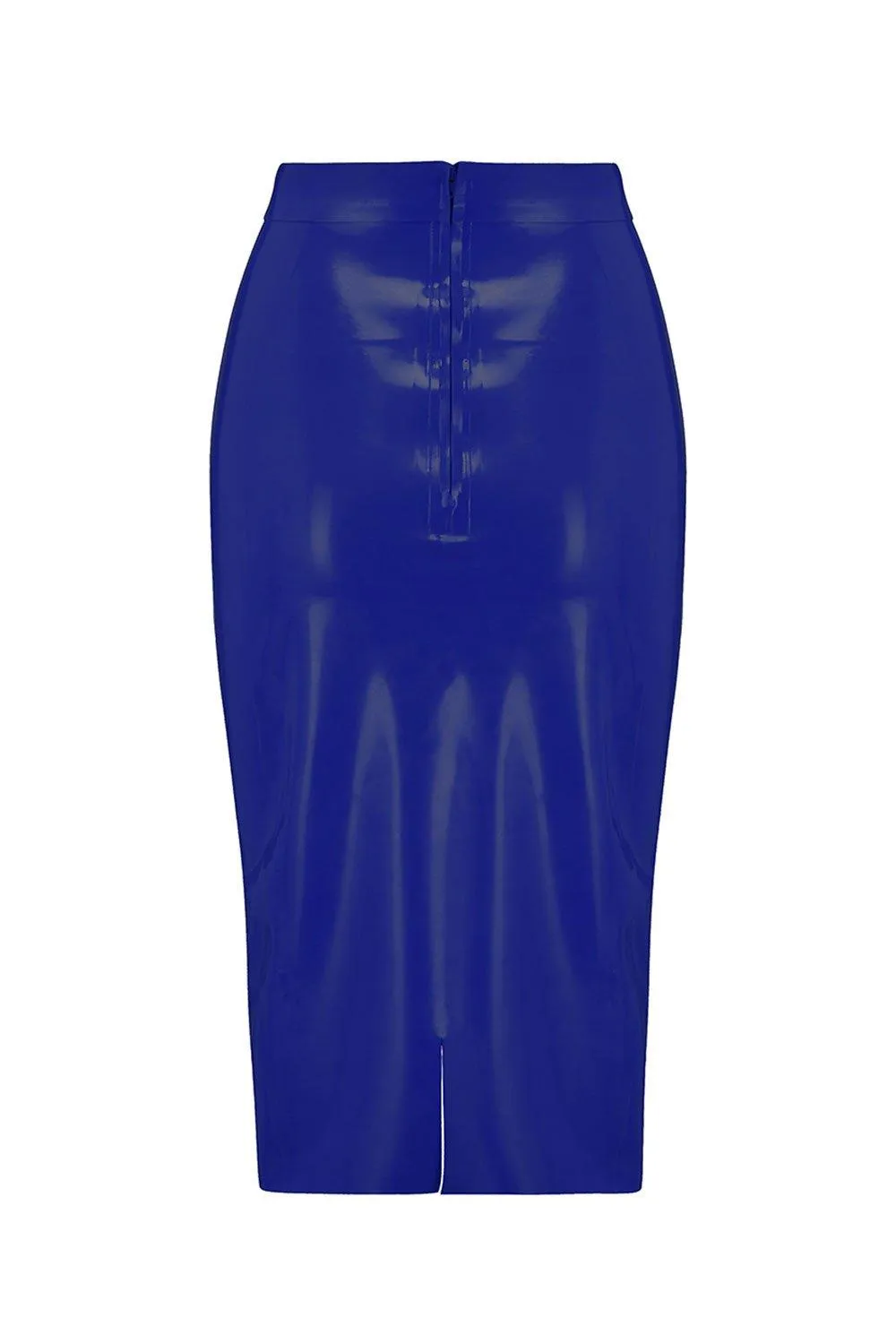 RoyalBlue Navy Latex Midi Skirt