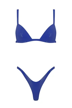 Royalblue Navy Latex Triangle Lingerie Set