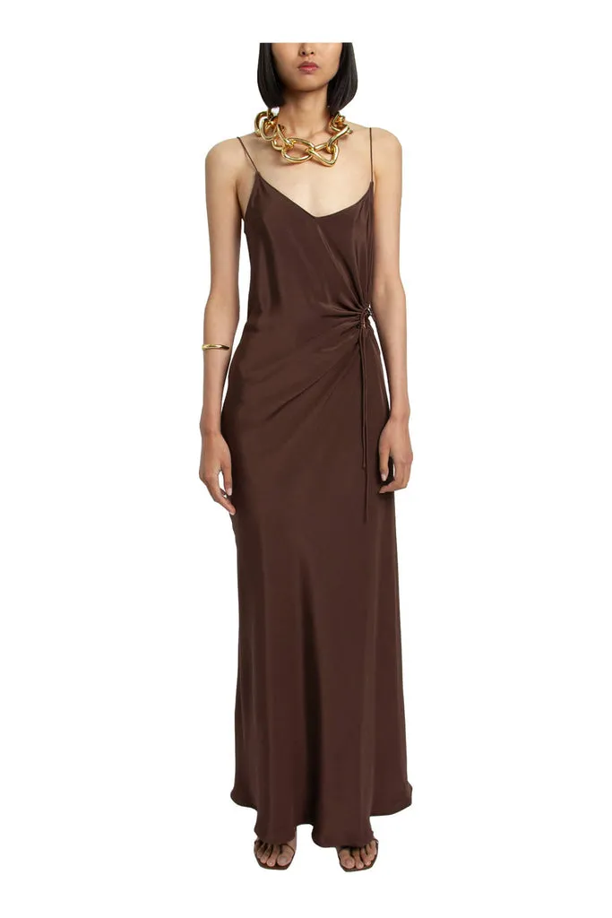 RUCHED CAMI DRESS - CHOCOLATE