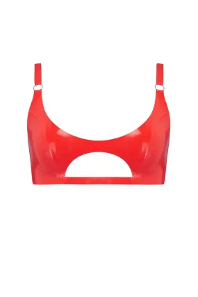 Scarlet Red Cut Out Latex Bralette