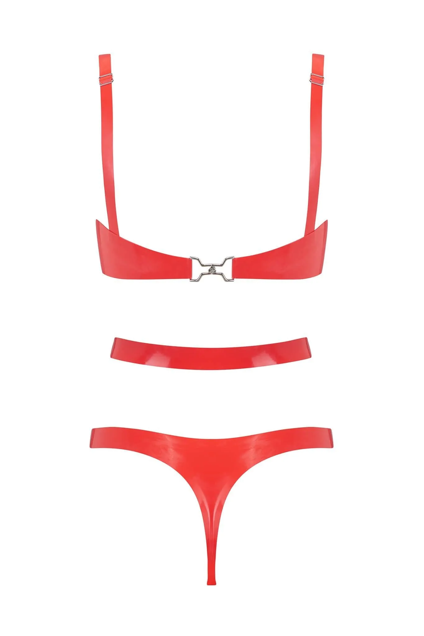 Scarlet Red Cut Out Latex Lingerie Set