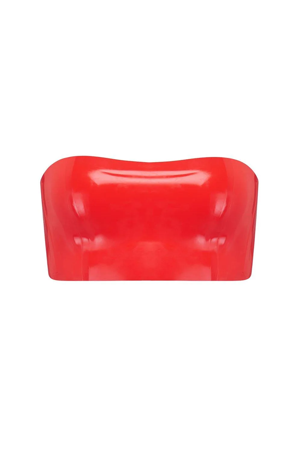 Scarlet Red Latex Bandeau Crop Top