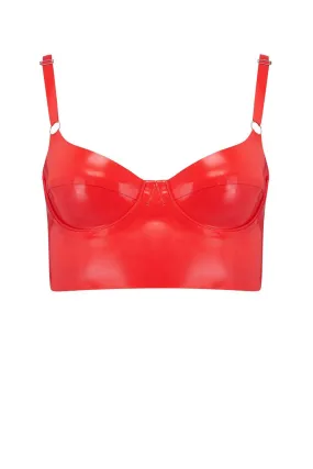 Scarlet Red Latex Full Cup Longline Bra