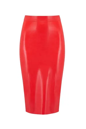 Scarlet Red Latex Midi Skirt