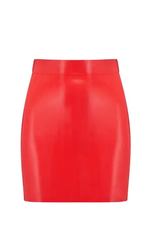 Scarlet Red Latex Mini Skirt