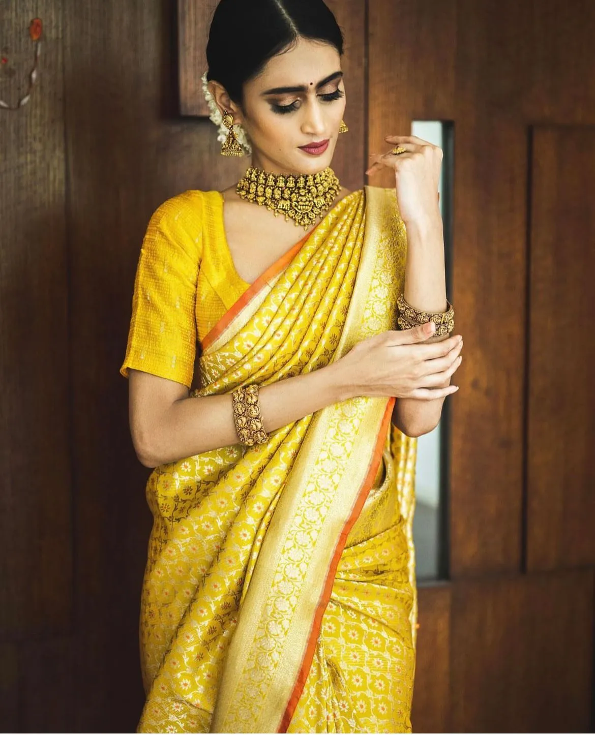 Seraglio Yellow Soft Silk Saree With Petrichor Blouse Piece